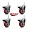 Service Caster 4 Inch Red Polyurethane Wheel Swivel 34 Inch Threaded Stem Caster Set with Brake SCC SCC-TS20S414-PPUB-RED-PLB-34212-4 - alternate 4
